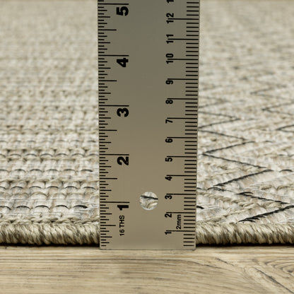 Tortuga Stripe Beige/ Black Geometric Flat Weave Rug