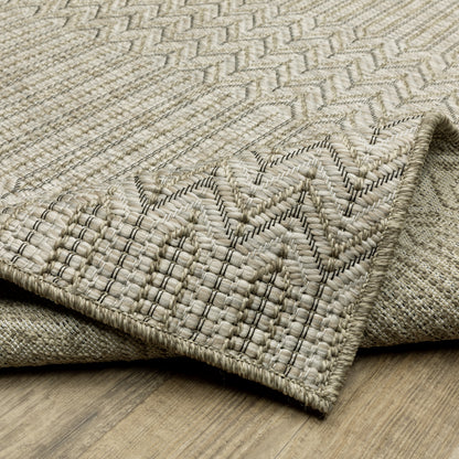 Tortuga Stripe Beige/ Black Geometric Flat Weave Rug