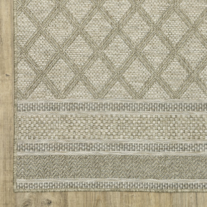 Tortuga Lattice Beige/ Black Stripe Flat Weave Rug