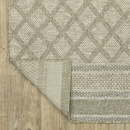 Tortuga Lattice Beige/ Black Stripe Flat Weave Rug