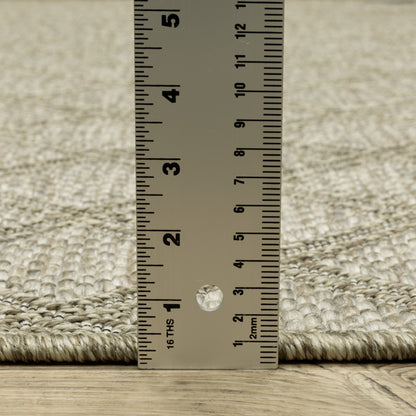 Tortuga Lattice Beige/ Black Stripe Flat Weave Rug