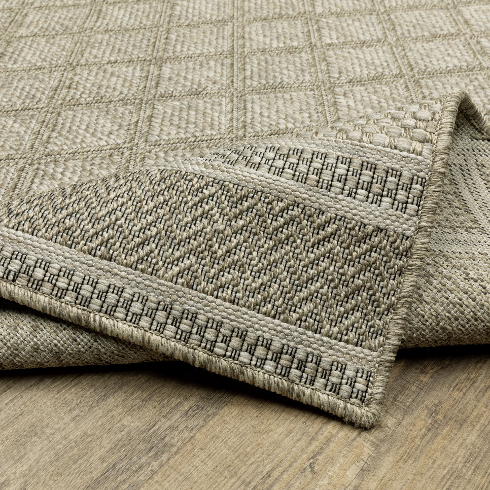 Tortuga Lattice Beige/ Black Stripe Flat Weave Rug
