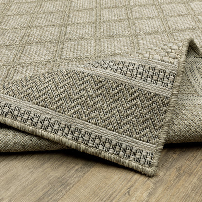 Tortuga Lattice Beige/ Black Stripe Flat Weave Rug