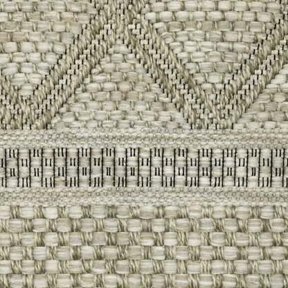 Tortuga Lattice Beige/ Black Stripe Flat Weave Rug