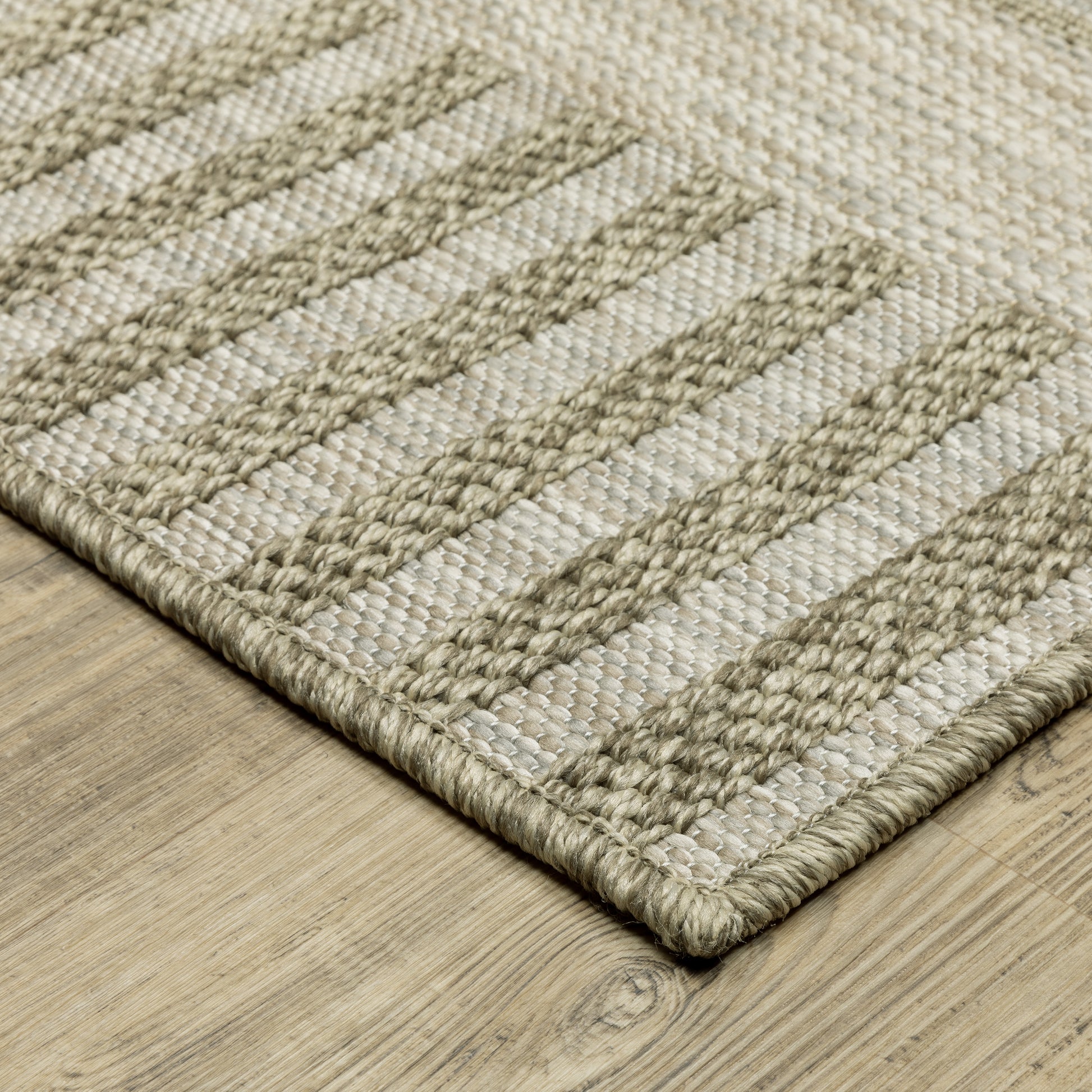 Tortuga Lattice Beige/ Beige Stripe Flat Weave Rug