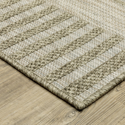 Tortuga Lattice Beige/ Beige Stripe Flat Weave Rug