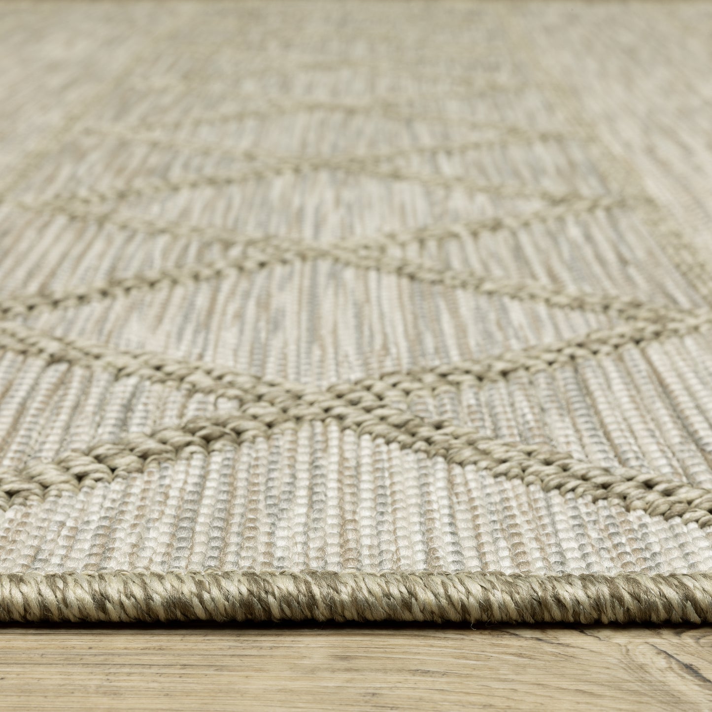 Tortuga Lattice Beige/ Beige Stripe Flat Weave Rug