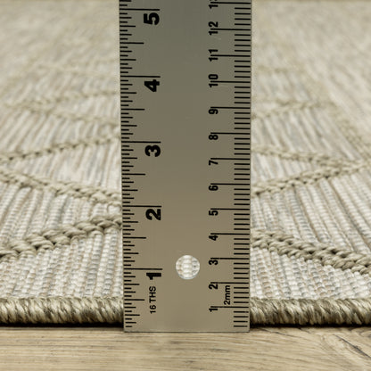 Tortuga Lattice Beige/ Beige Stripe Flat Weave Rug
