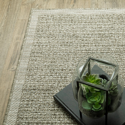 Tortuga Border Beige/ Beige Solid Flat Weave Rug