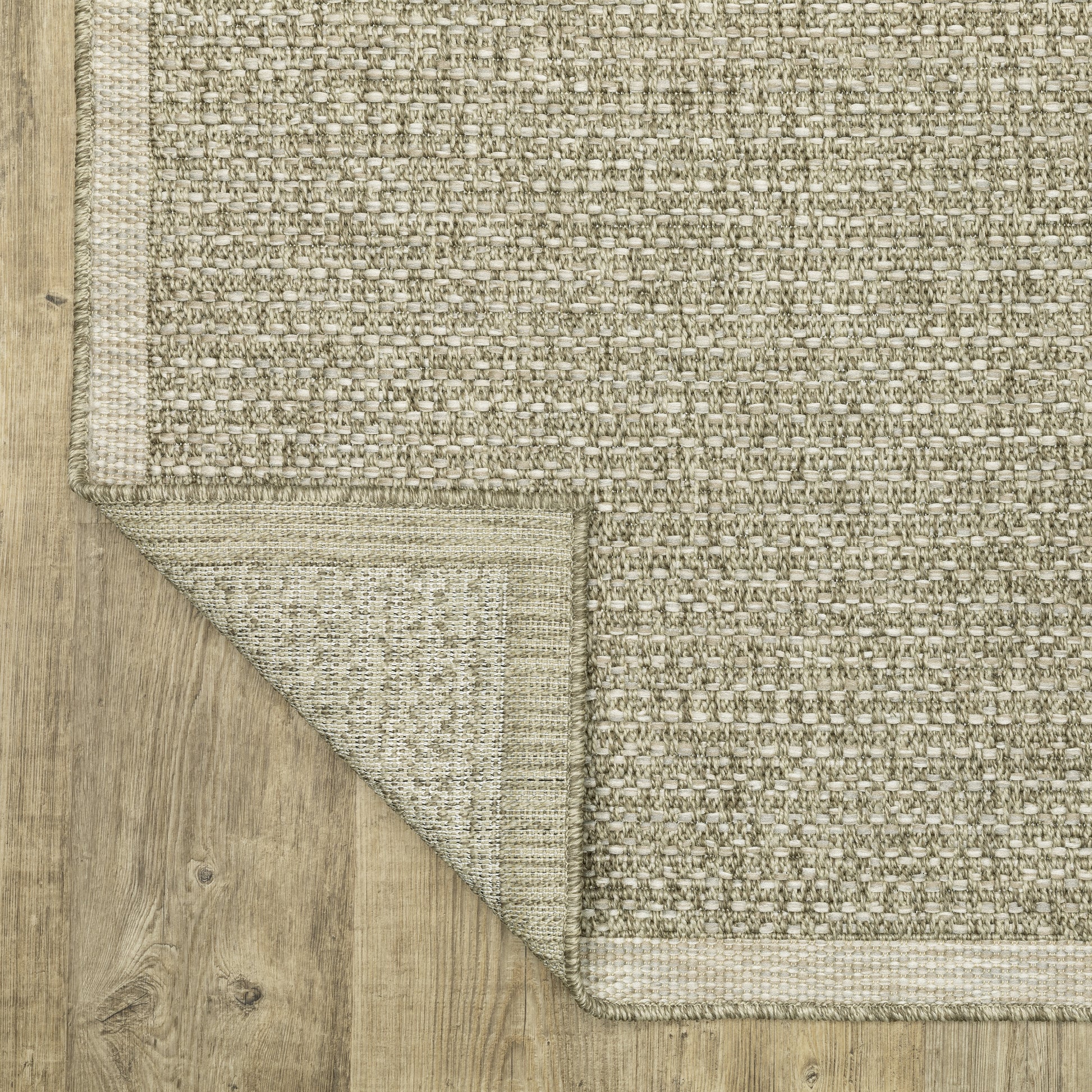 Tortuga Border Beige/ Beige Solid Flat Weave Rug