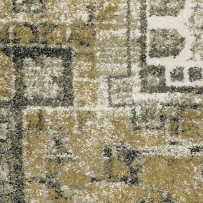 Venice Medallion Grey/ Blue Distressed Cut Pile Rug