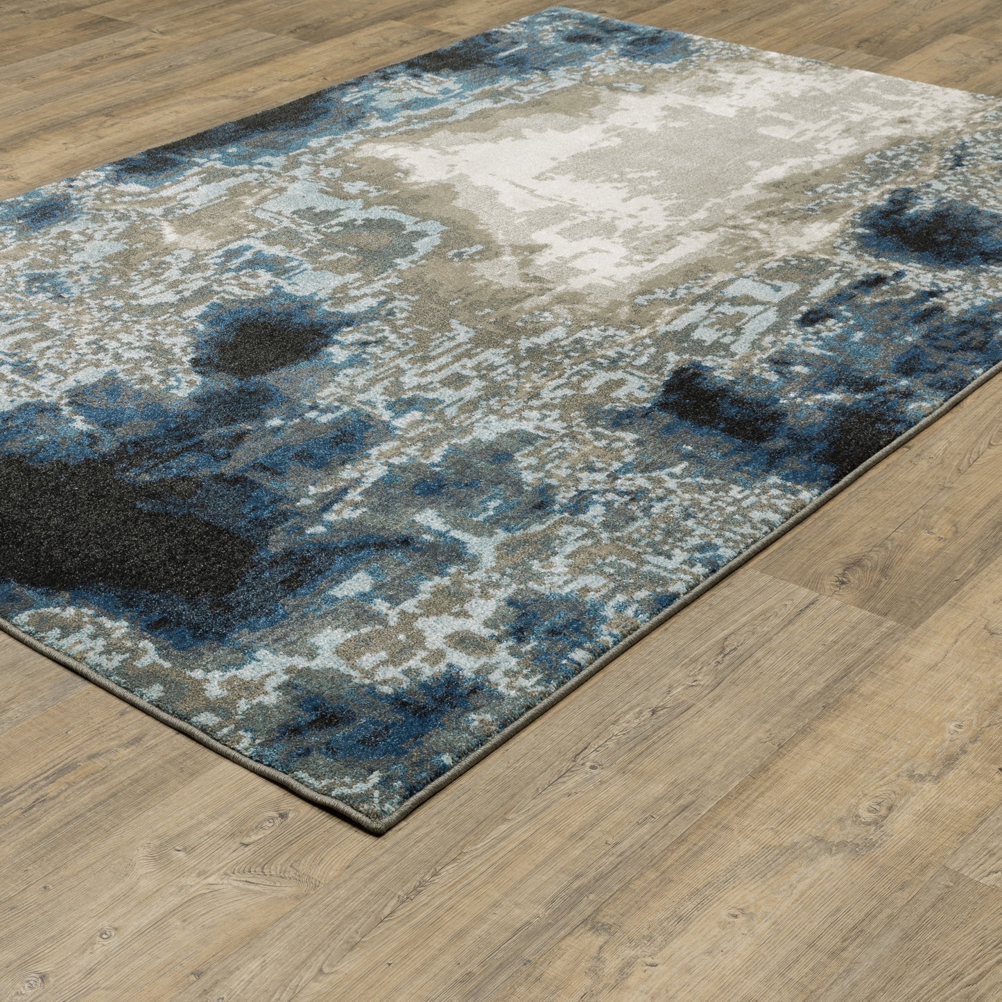 Venice Abstract Blue/ Beige Cut Pile Rug