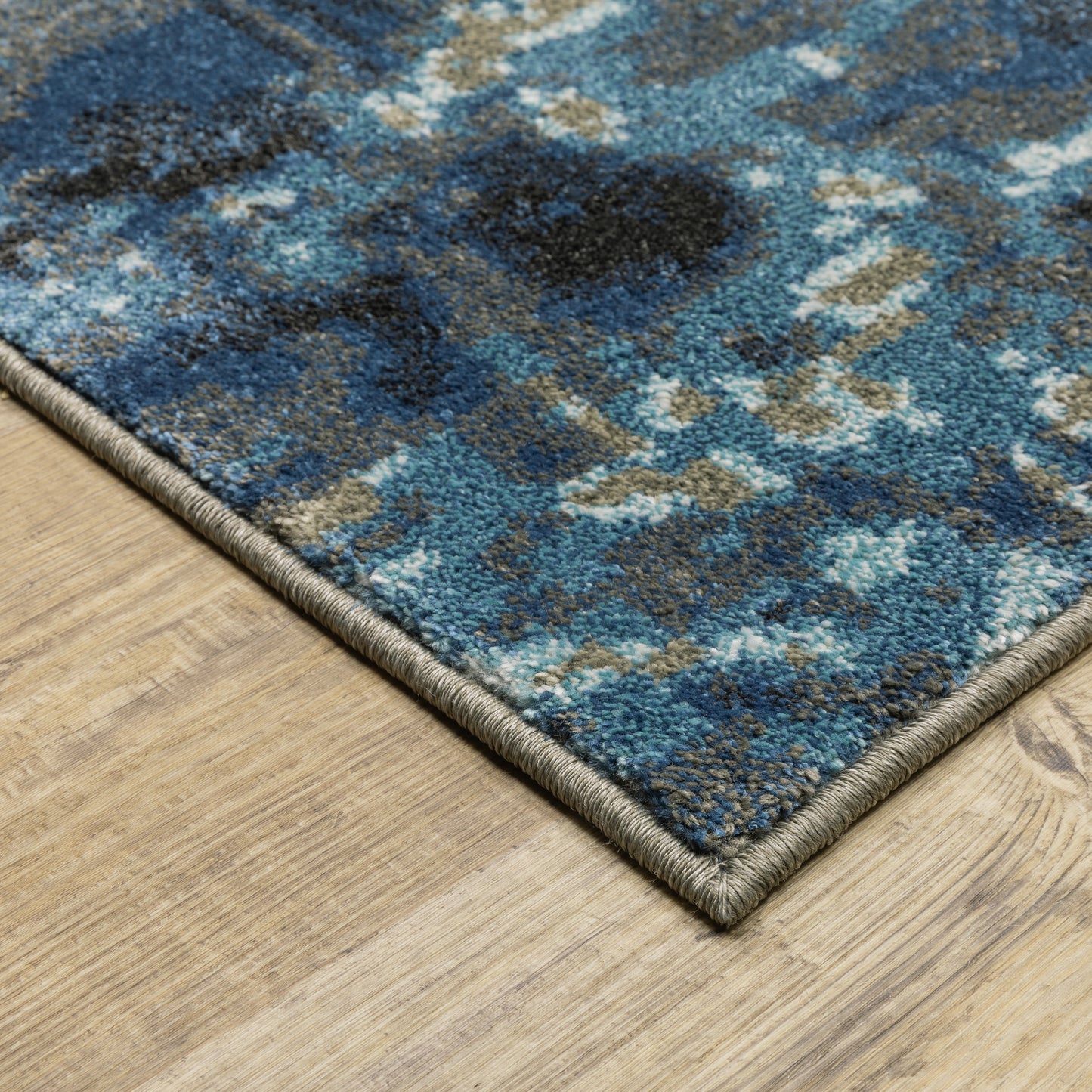 Venice Abstract Blue/ Beige Cut Pile Rug