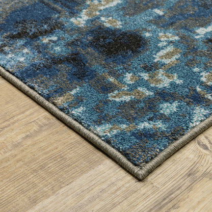 Venice Abstract Blue/ Beige Cut Pile Rug