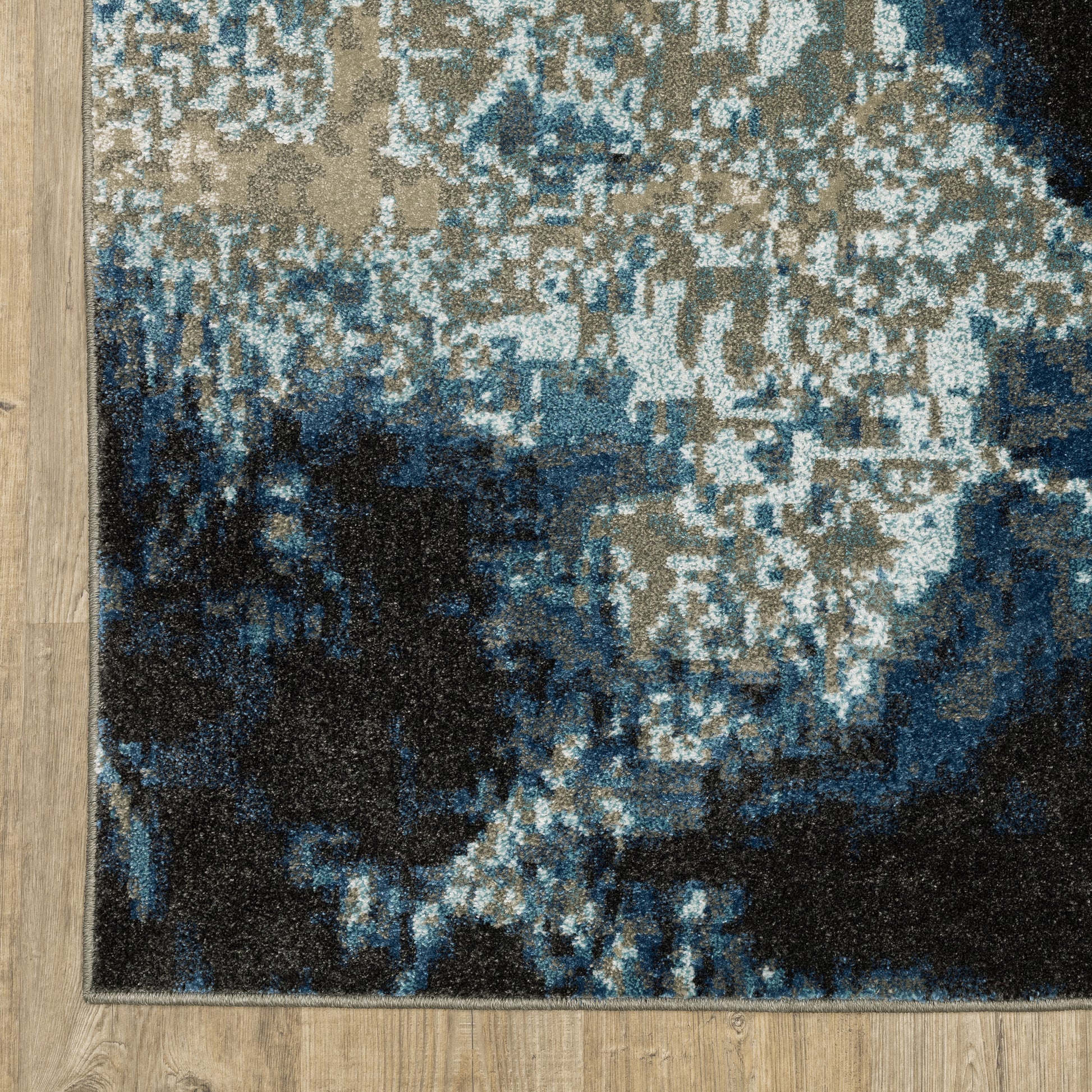 Venice Abstract Blue/ Beige Cut Pile Rug