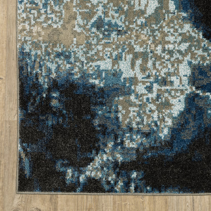 Venice Abstract Blue/ Beige Cut Pile Rug