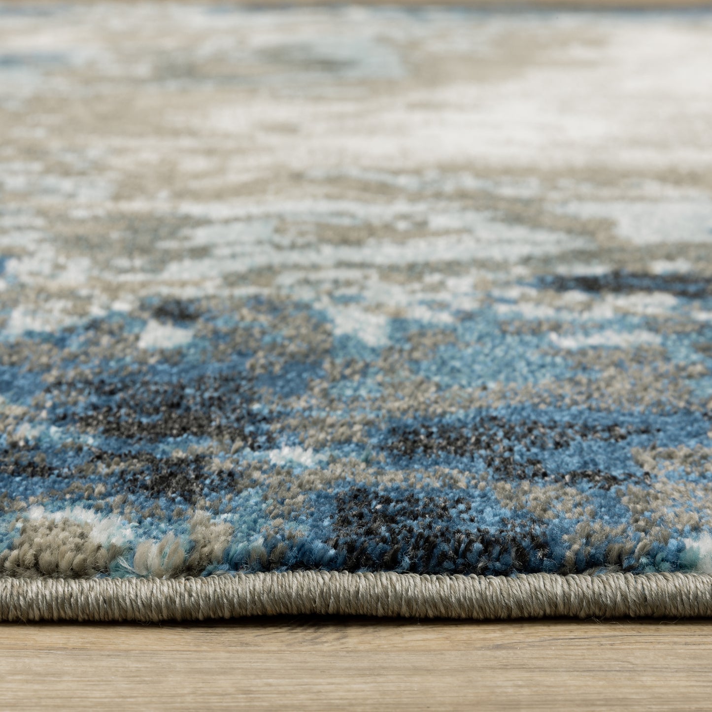 Venice Abstract Blue/ Beige Cut Pile Rug