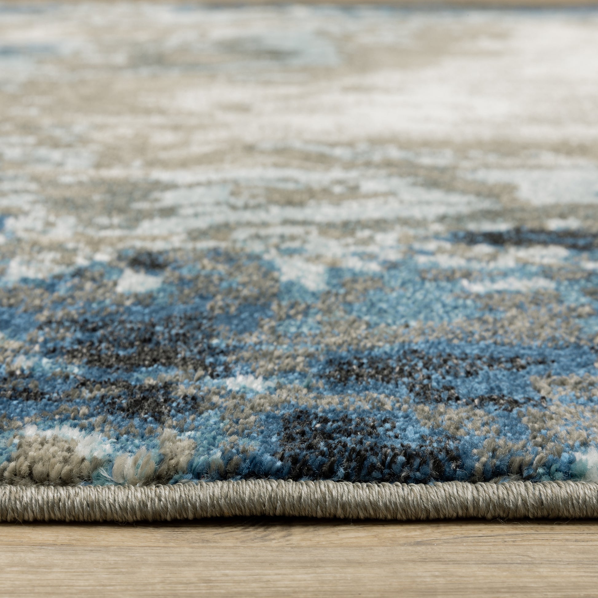 Venice Abstract Blue/ Beige Cut Pile Rug