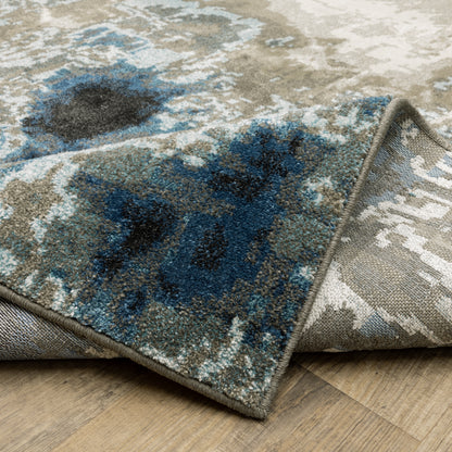 Venice Abstract Blue/ Beige Cut Pile Rug