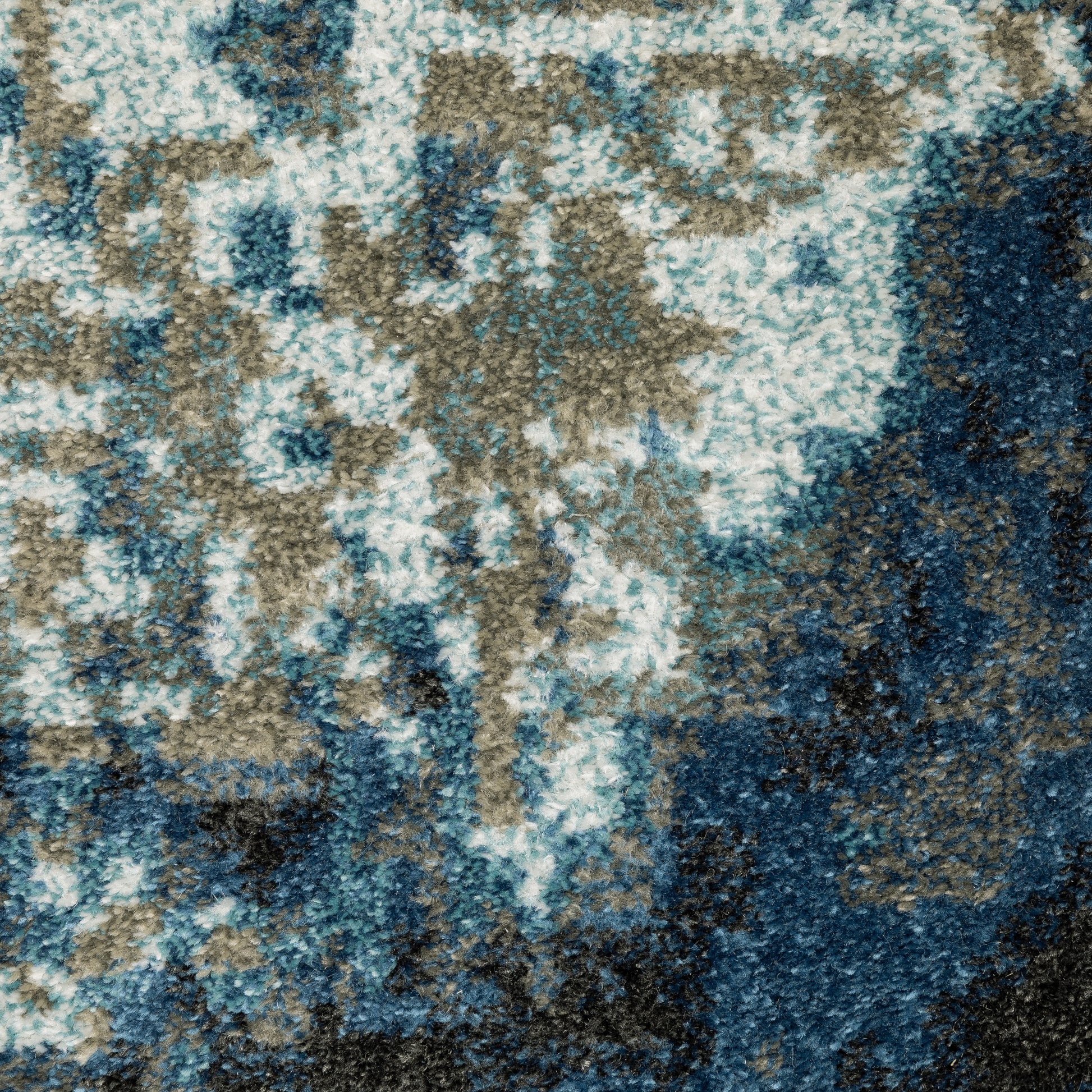 Venice Abstract Blue/ Beige Cut Pile Rug