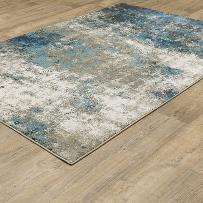 Venice Abstract Blue/ Beige Cut Pile Rug