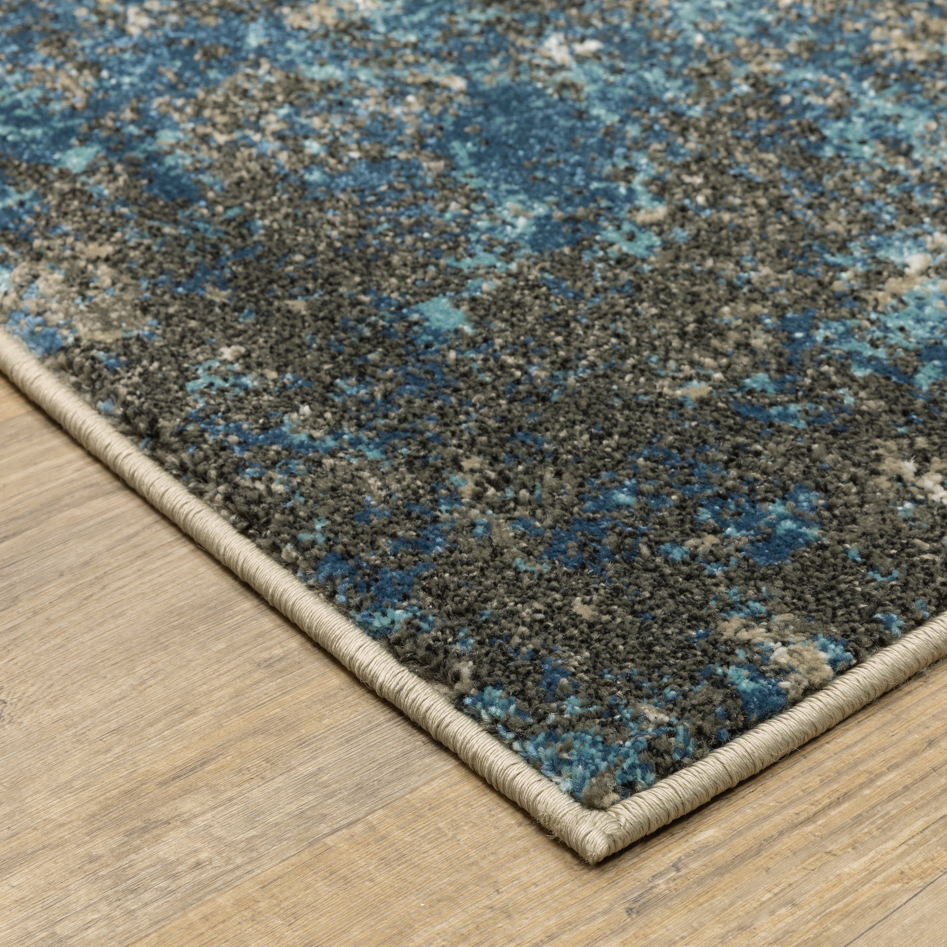Venice Abstract Blue/ Beige Cut Pile Rug
