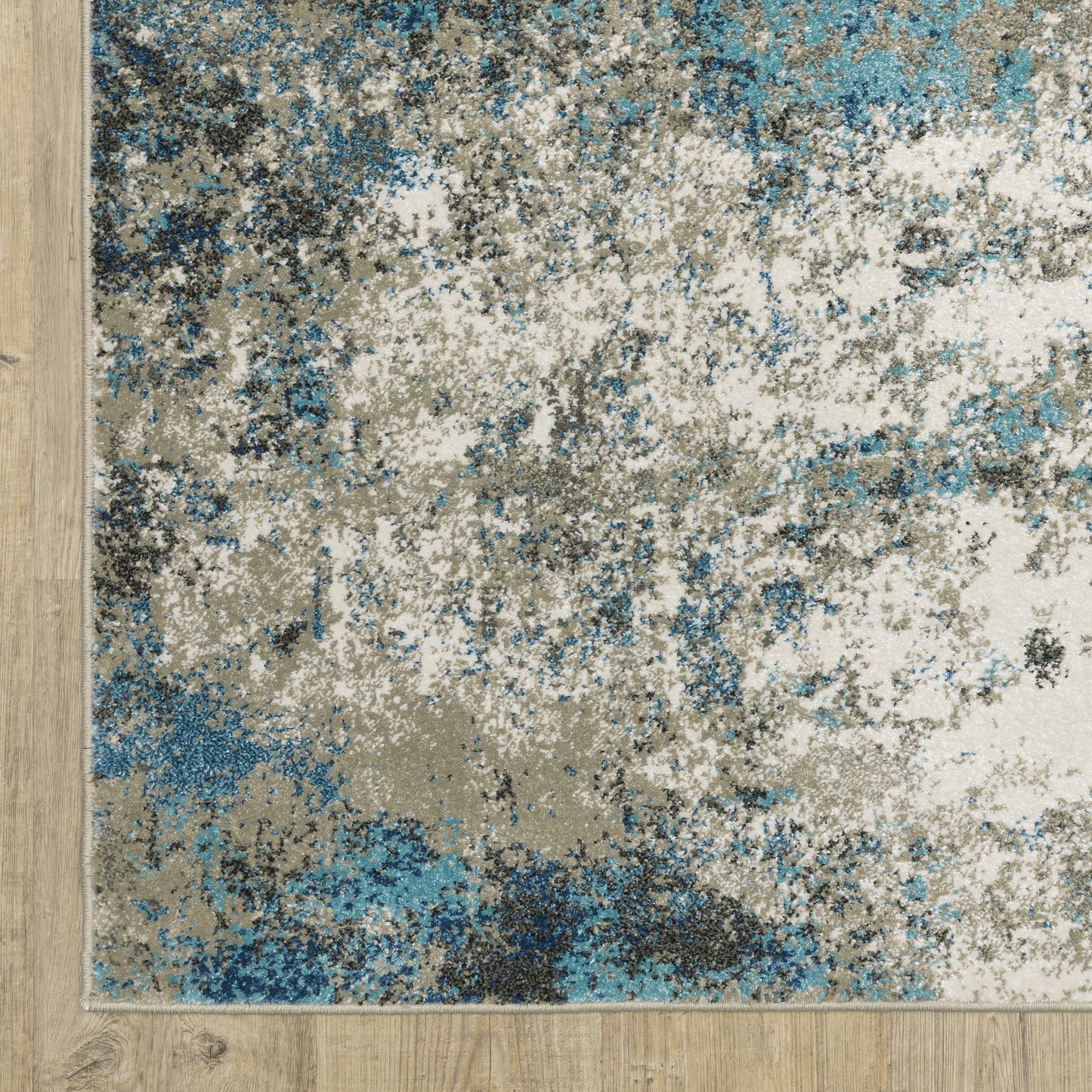 Venice Abstract Blue/ Beige Cut Pile Rug