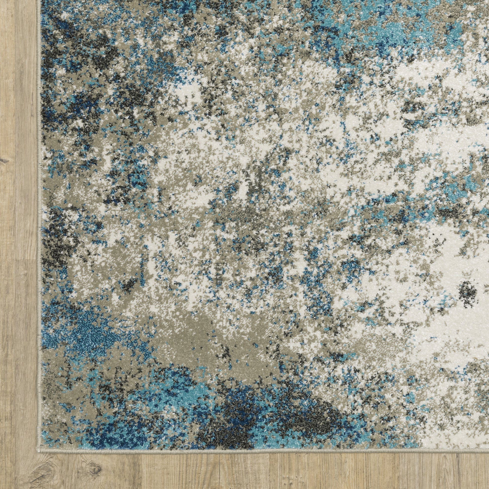 Venice Abstract Blue/ Beige Cut Pile Rug