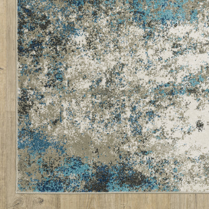 Venice Abstract Blue/ Beige Cut Pile Rug