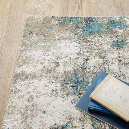 Venice Abstract Blue/ Beige Cut Pile Rug