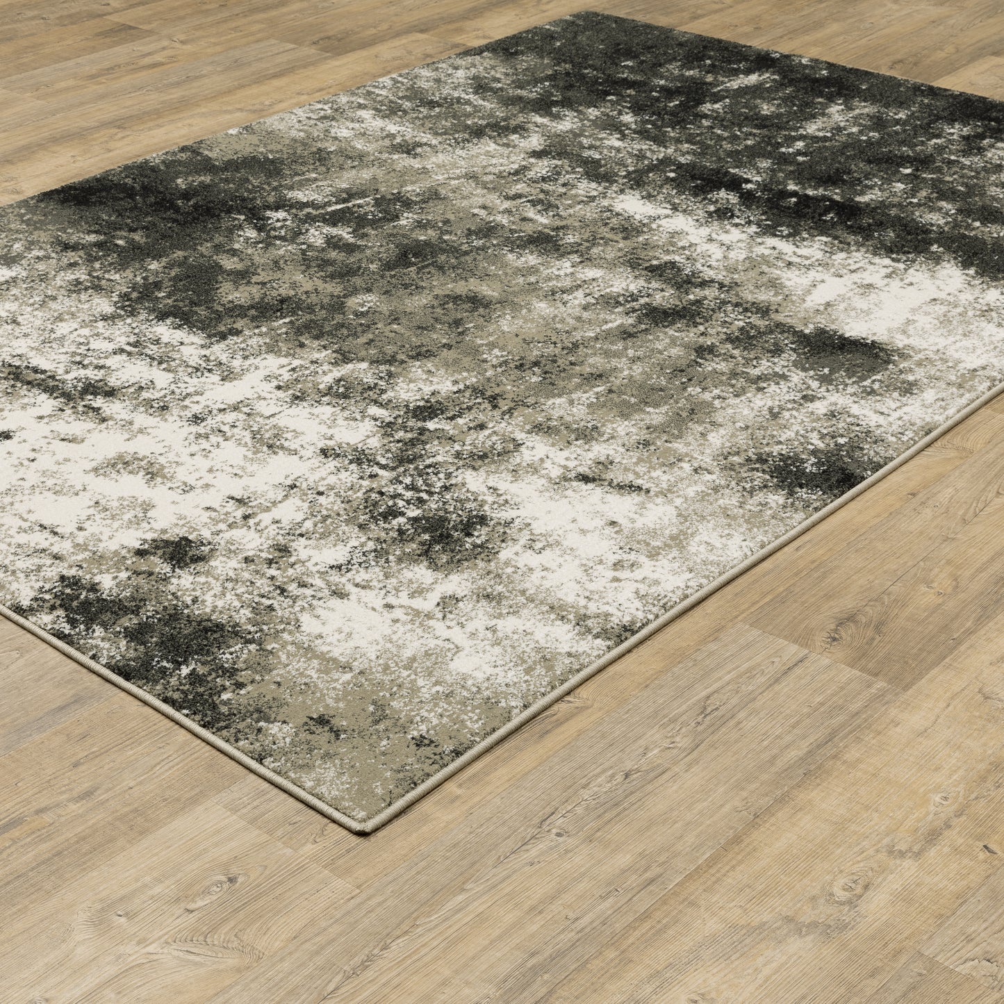 Venice Abstract Charcoal/ Beige Cut Pile Rug