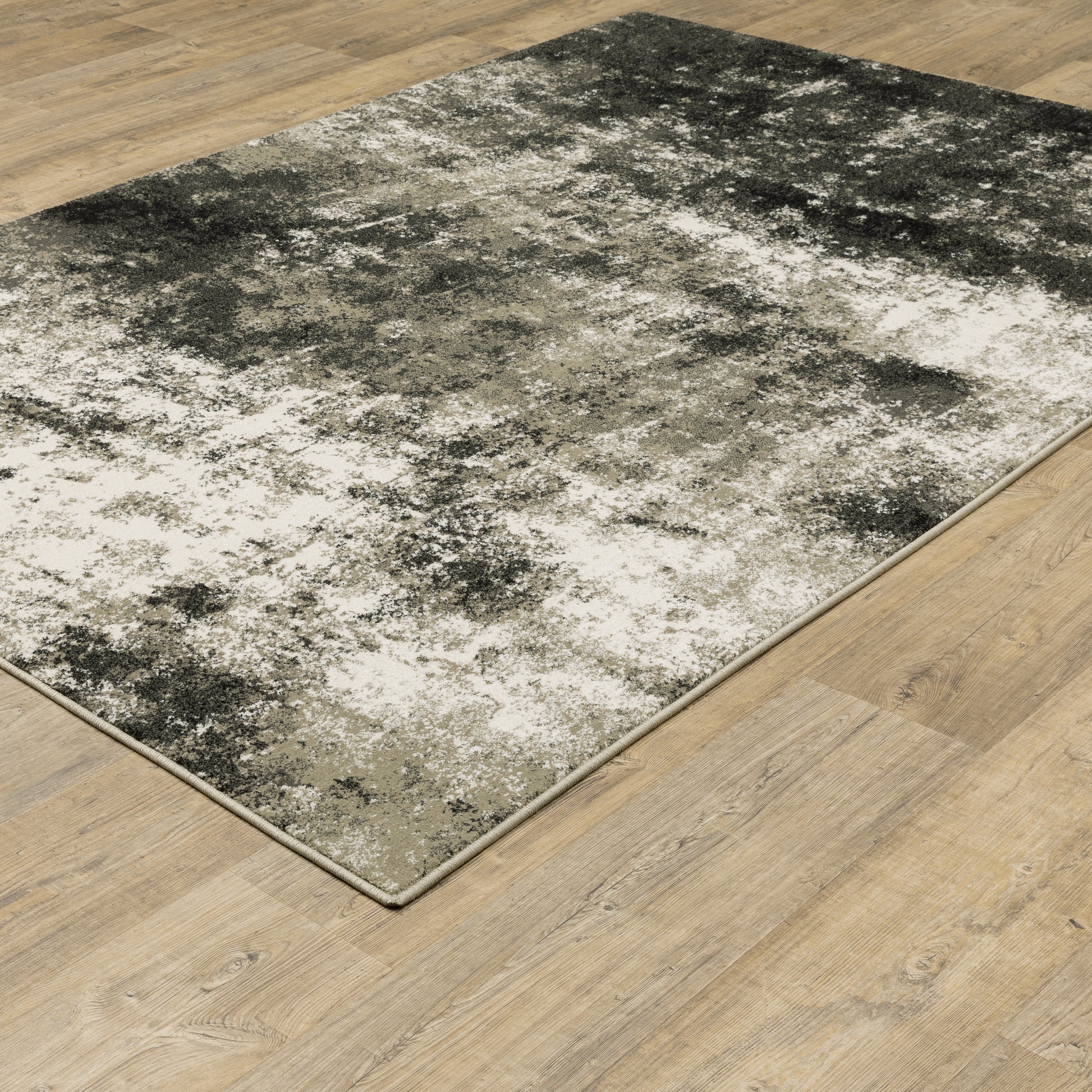 Venice Abstract Charcoal/ Beige Cut Pile Rug