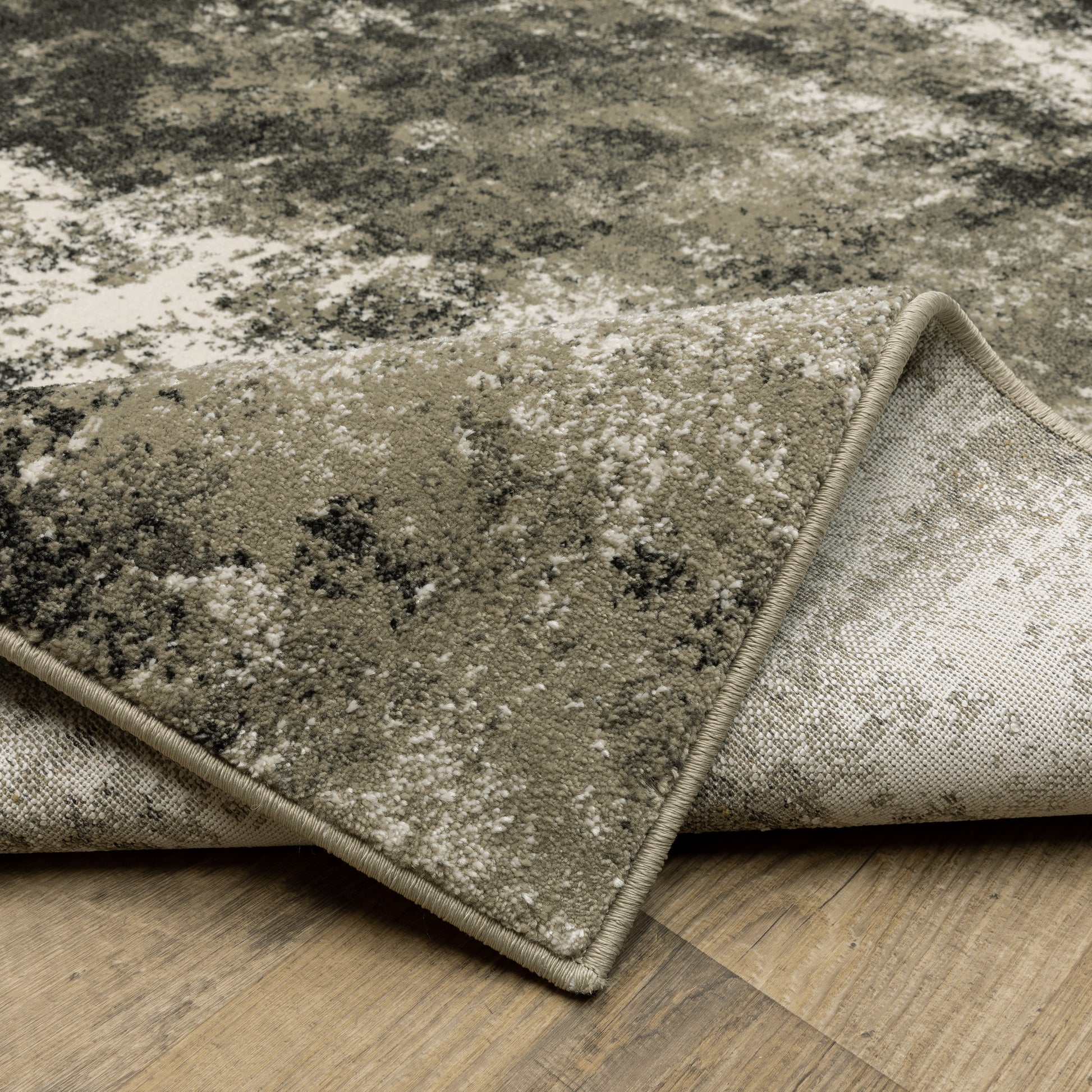 Venice Abstract Charcoal/ Beige Cut Pile Rug