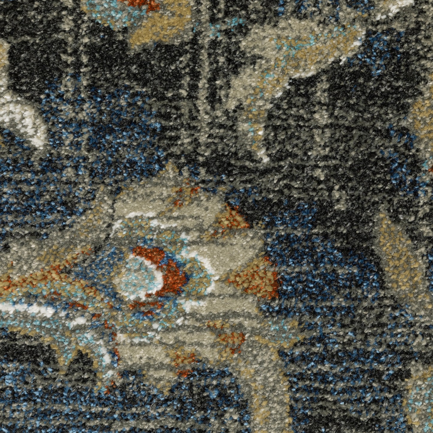 Venice Distressed Charcoal/ Blue Oriental Cut Pile Rug