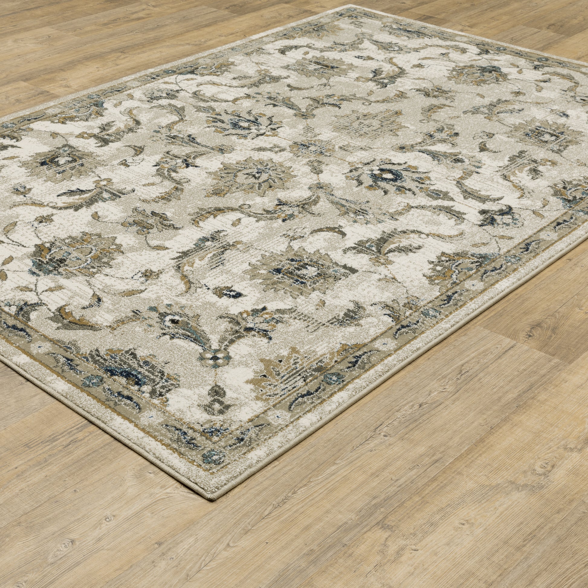 Venice Distressed Beige/ Gold Oriental Cut Pile Rug
