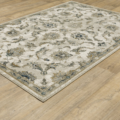 Venice Distressed Beige/ Gold Oriental Cut Pile Rug