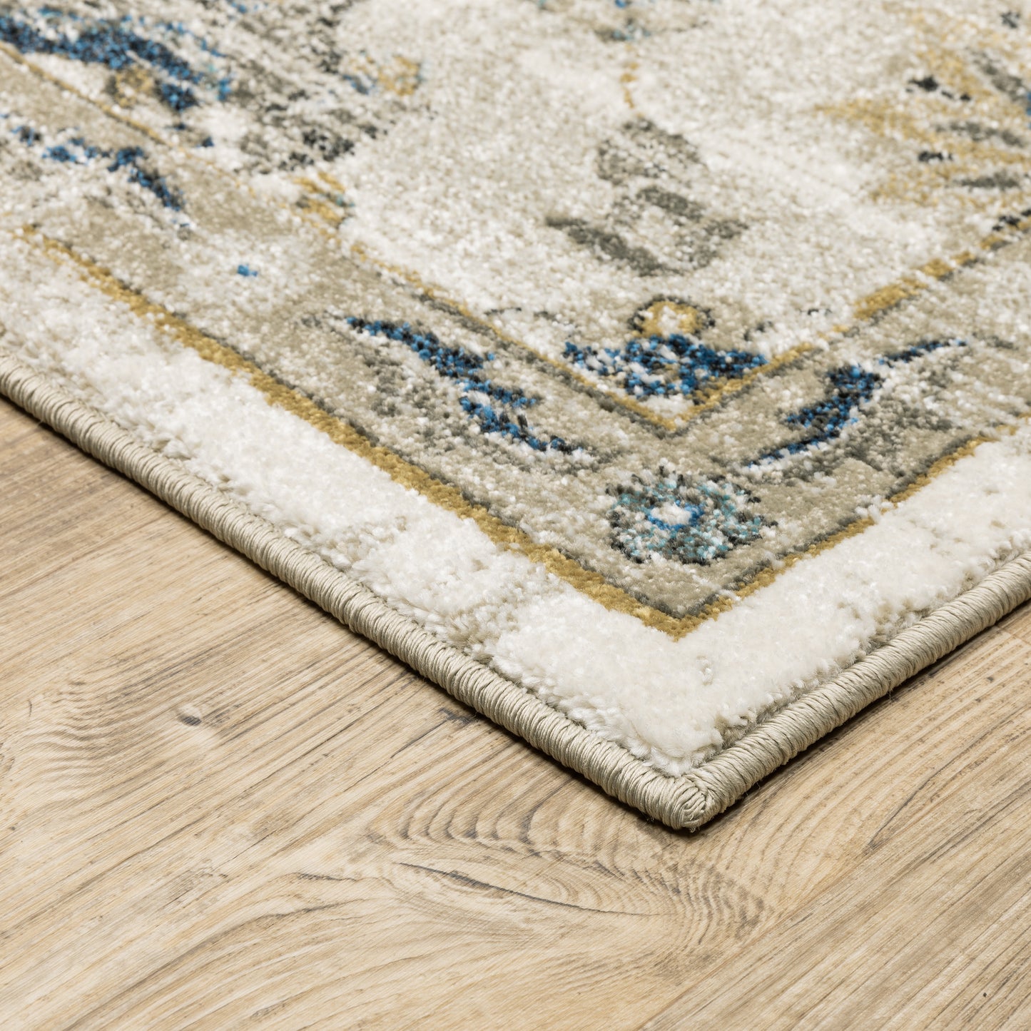 Venice Distressed Beige/ Gold Oriental Cut Pile Rug