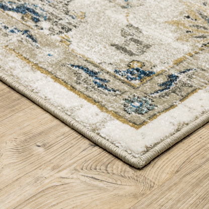 Venice Distressed Beige/ Gold Oriental Cut Pile Rug