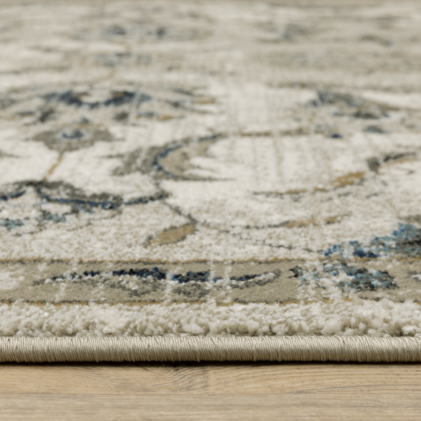 Venice Distressed Beige/ Gold Oriental Cut Pile Rug