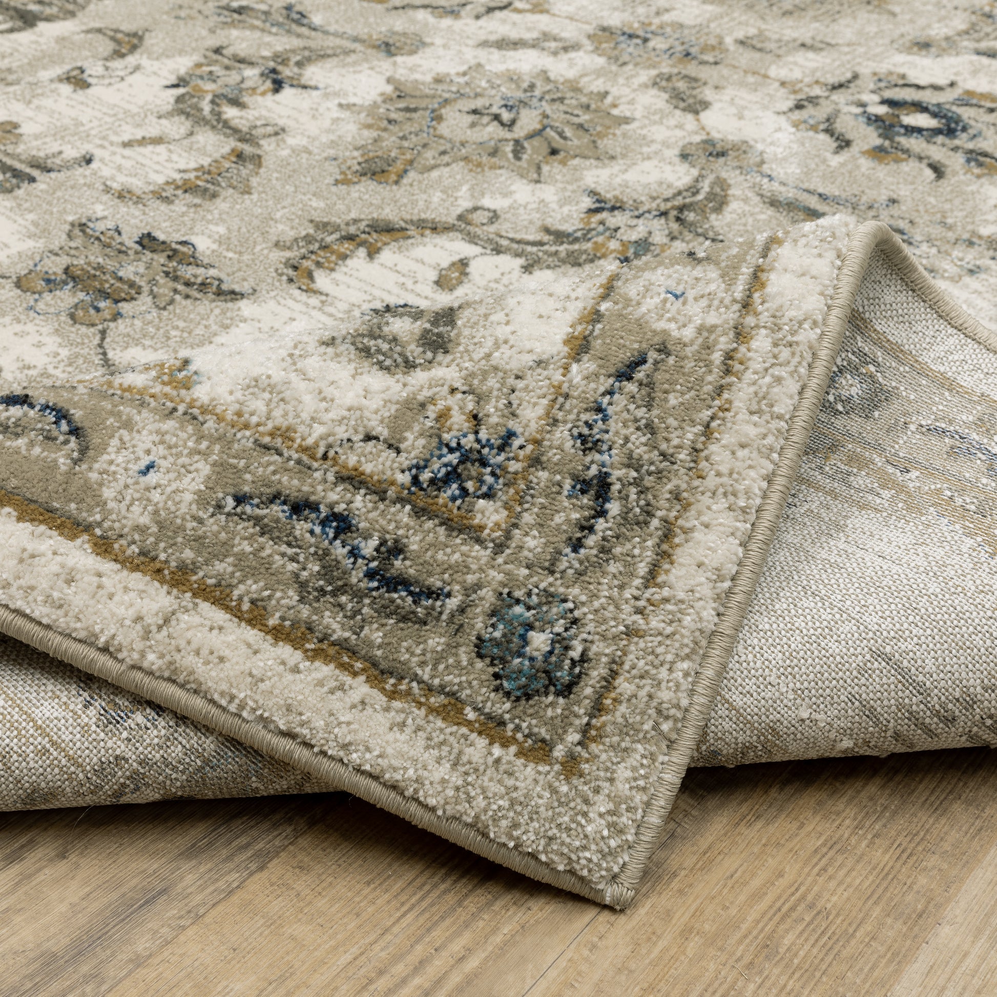 Venice Distressed Beige/ Gold Oriental Cut Pile Rug