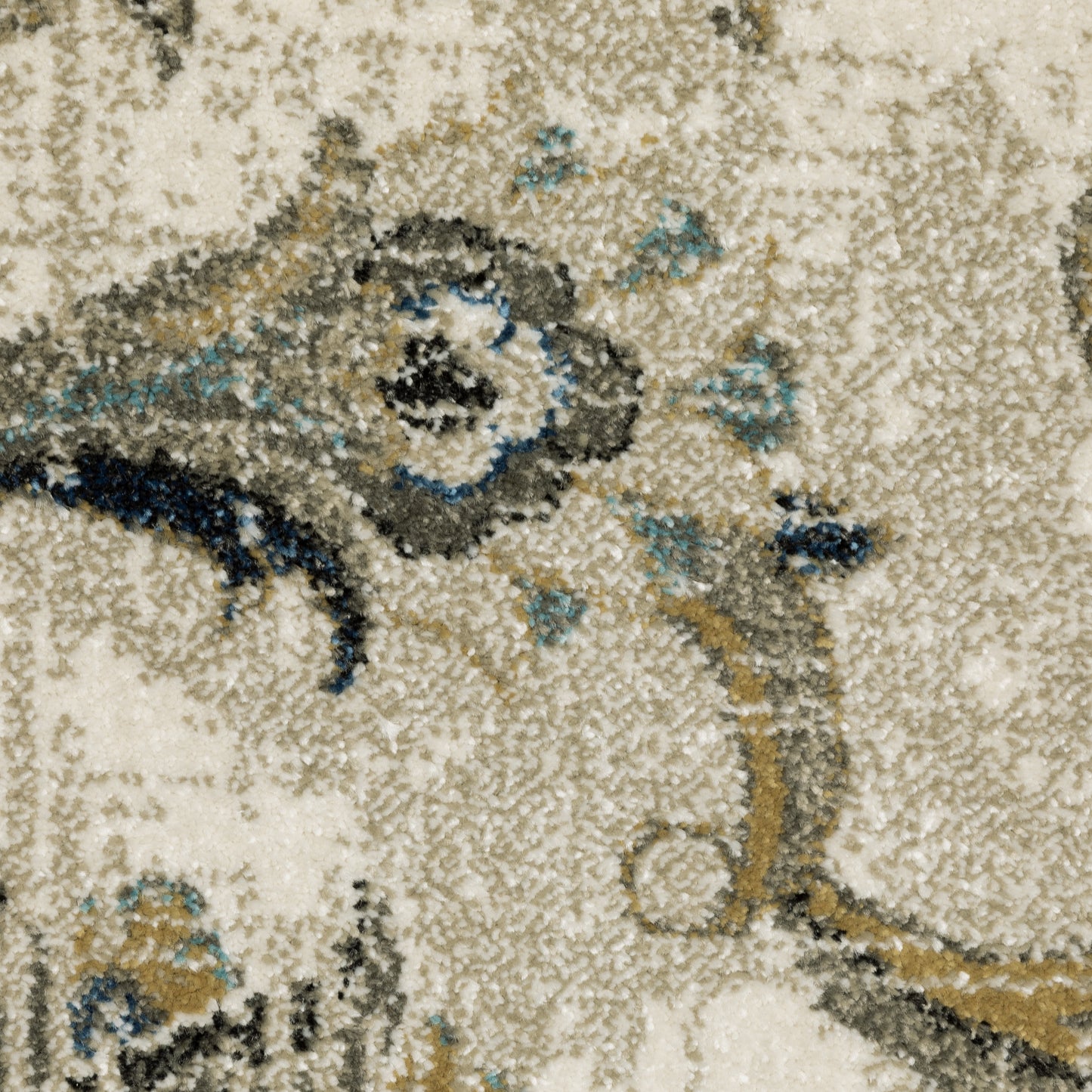 Venice Distressed Beige/ Gold Oriental Cut Pile Rug