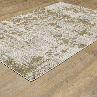 Venice Distressed Beige/ Gold Abstract Cut Pile Rug