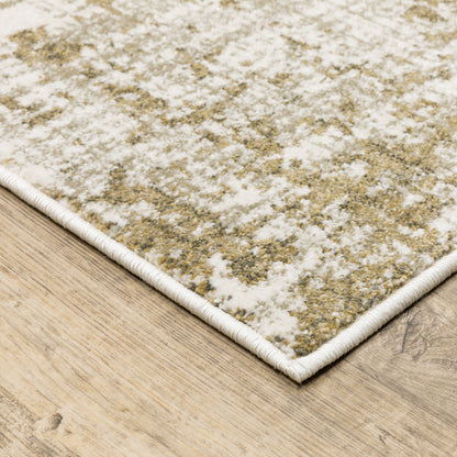 Venice Distressed Beige/ Gold Abstract Cut Pile Rug