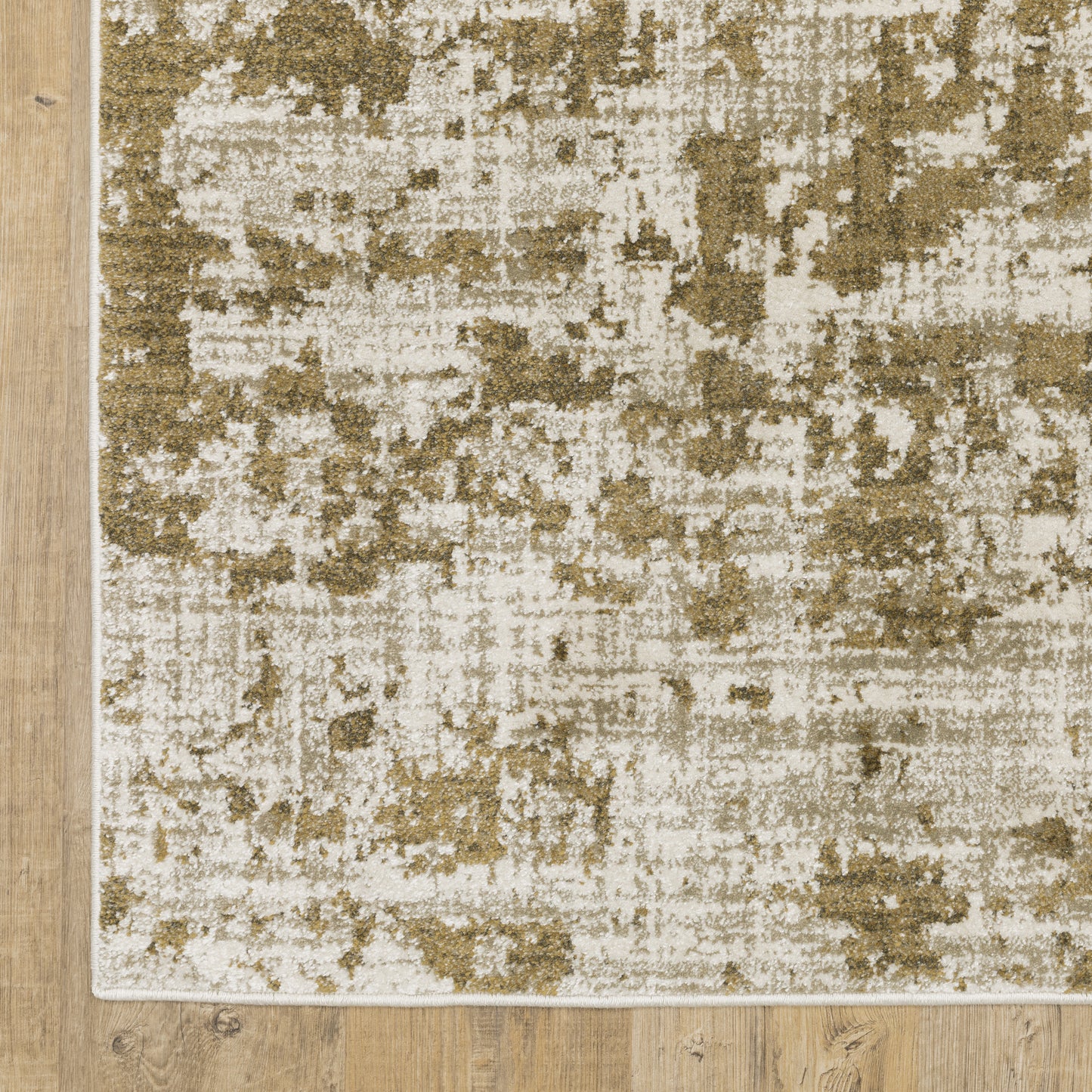 Venice Distressed Beige/ Gold Abstract Cut Pile Rug