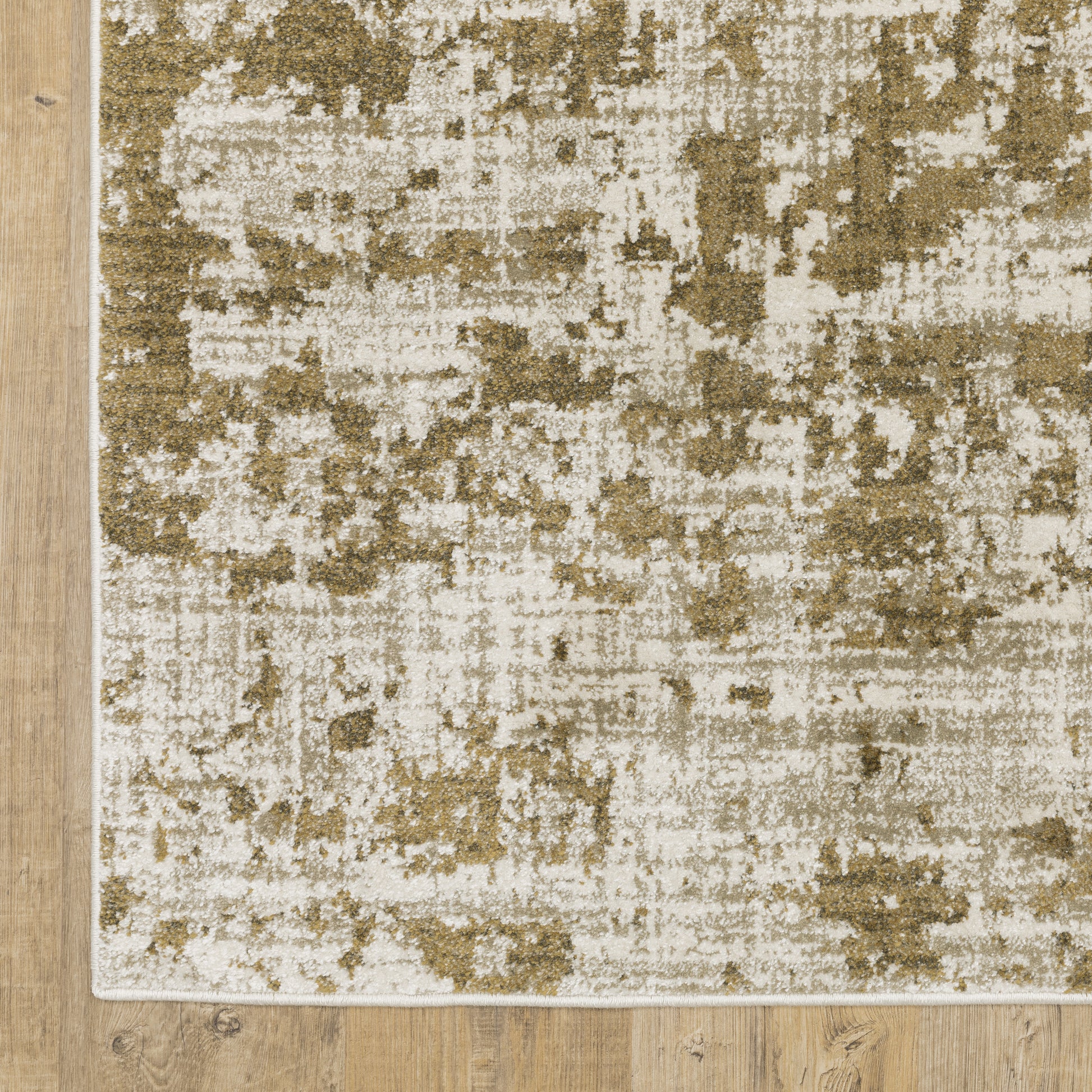 Venice Distressed Beige/ Gold Abstract Cut Pile Rug