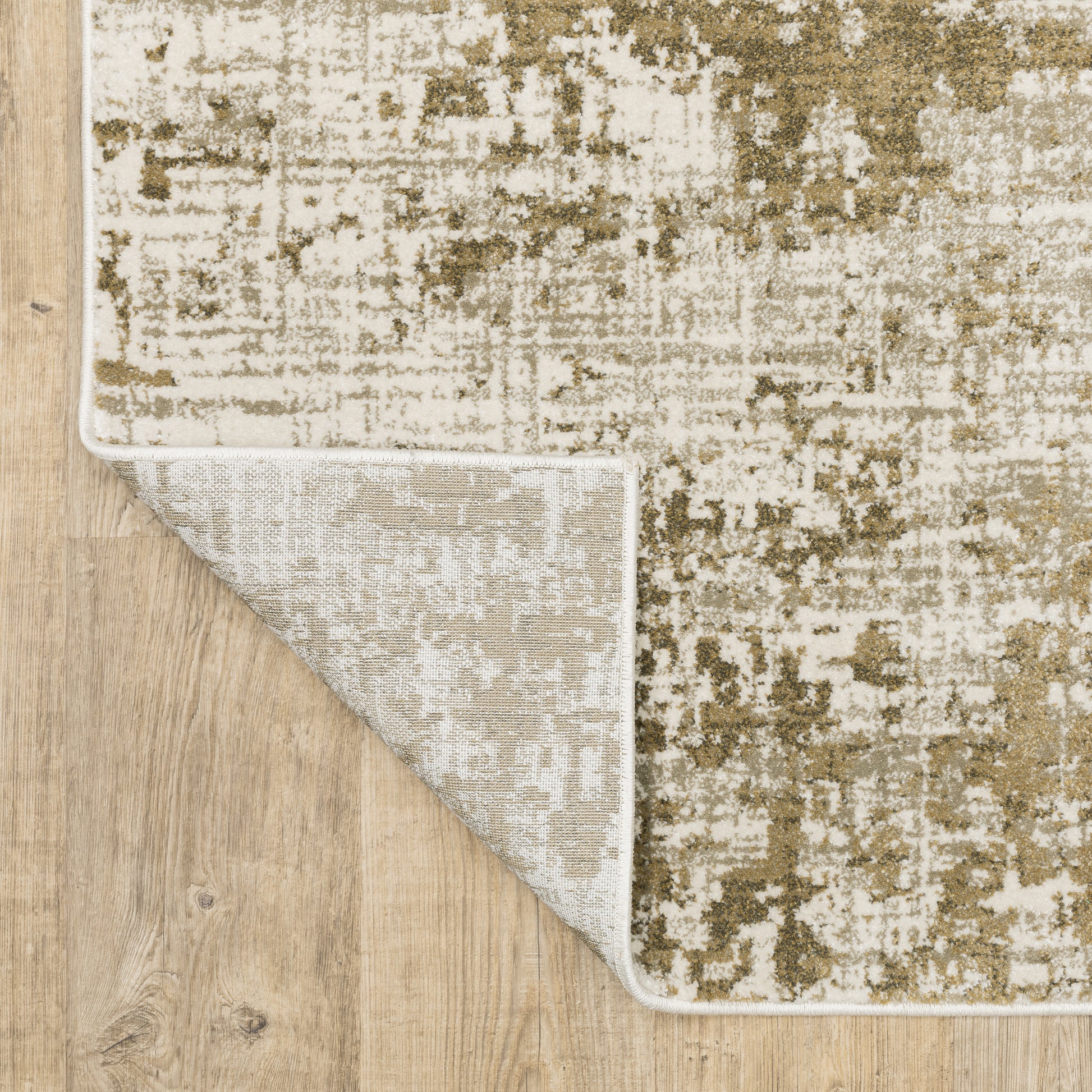 Venice Distressed Beige/ Gold Abstract Cut Pile Rug
