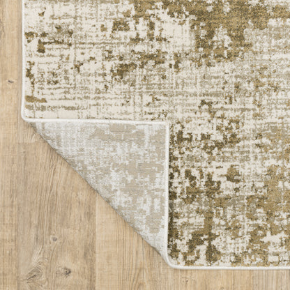 Venice Distressed Beige/ Gold Abstract Cut Pile Rug