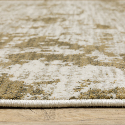 Venice Distressed Beige/ Gold Abstract Cut Pile Rug