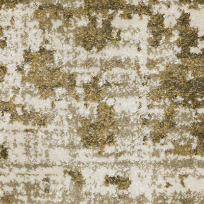 Venice Distressed Beige/ Gold Abstract Cut Pile Rug