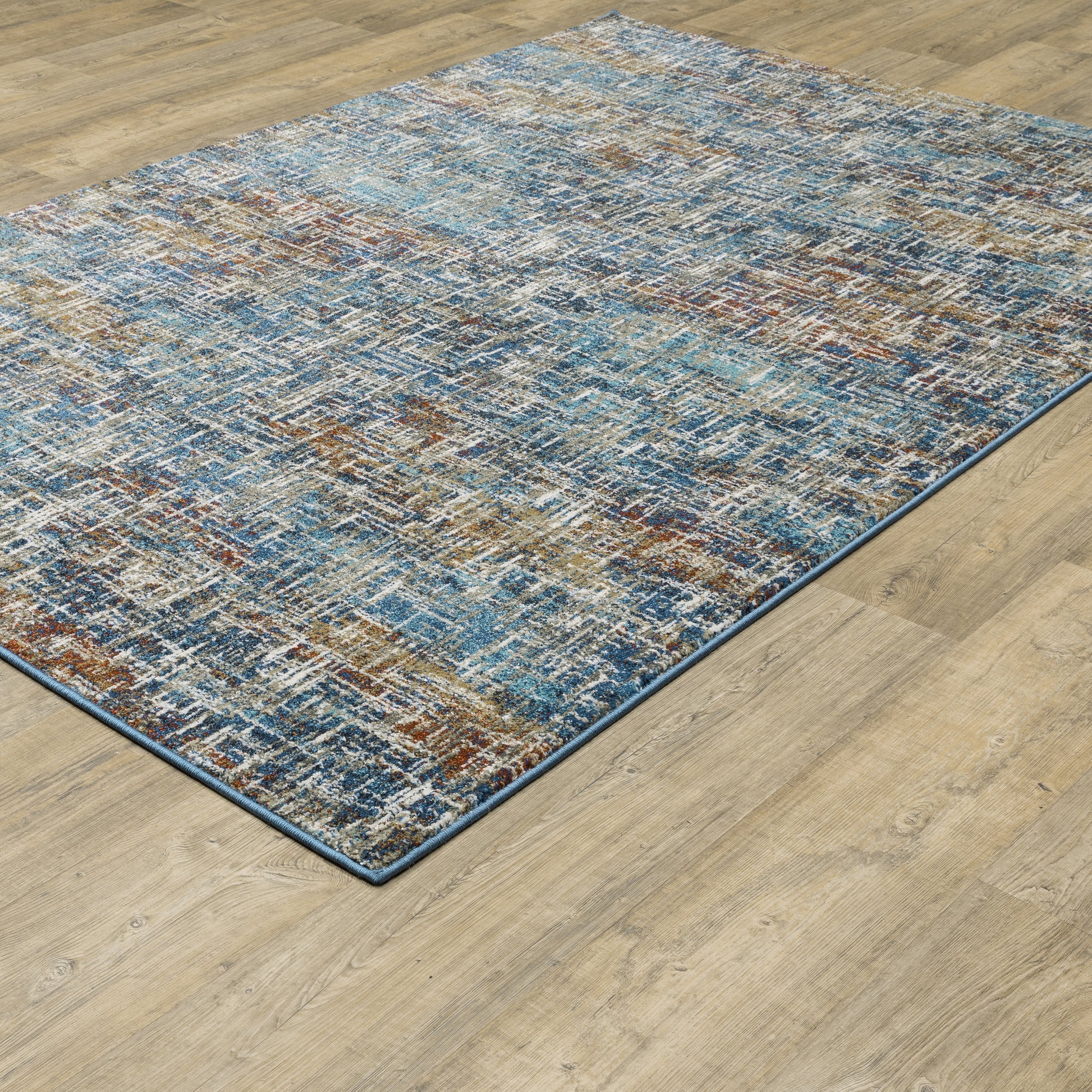 Venice Abstract Blue/ Multi Cut Pile Rug